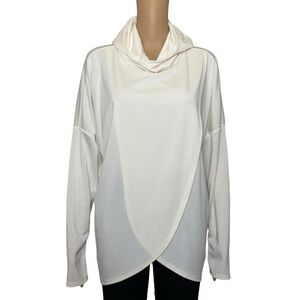 Cable & Gauge Woman’s Large Cow Neck Pullover Long Sleeve Blouse Beige